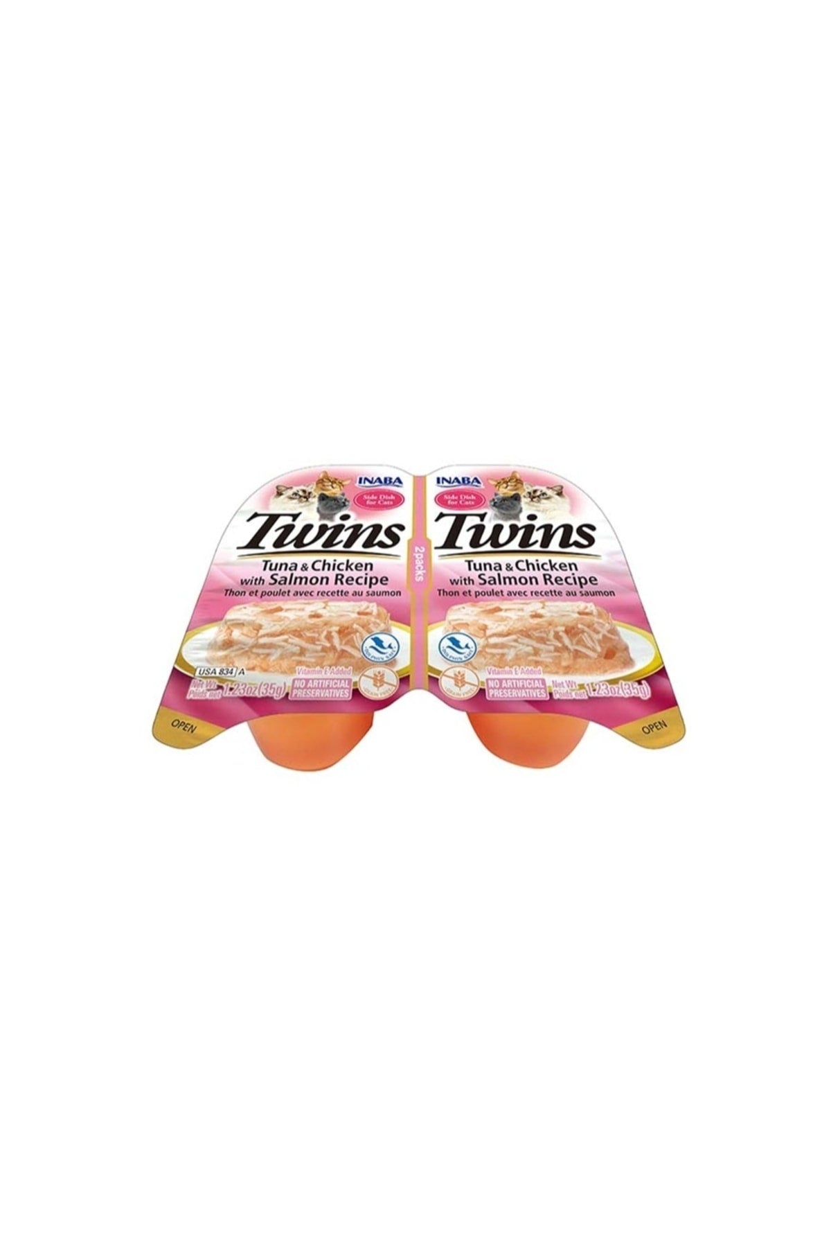 Inaba Twins Tavuklu & Somonlu ve Ton Balıklı Jöleli Yetişkin Kedi Konserve Ödül Maması 2X35 gr