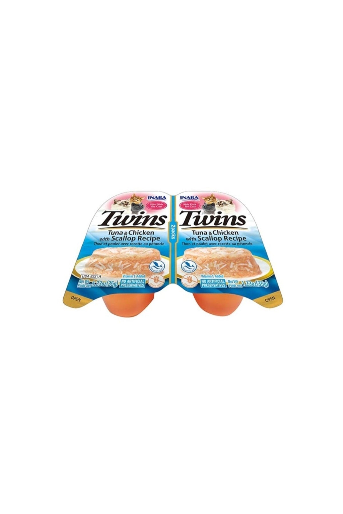 Inaba Twins Tavuklu & Ton Balıklı ve Deniz Taraklı Jöleli Yetişkin Kedi Konserve Ödül Maması 2X35 gr