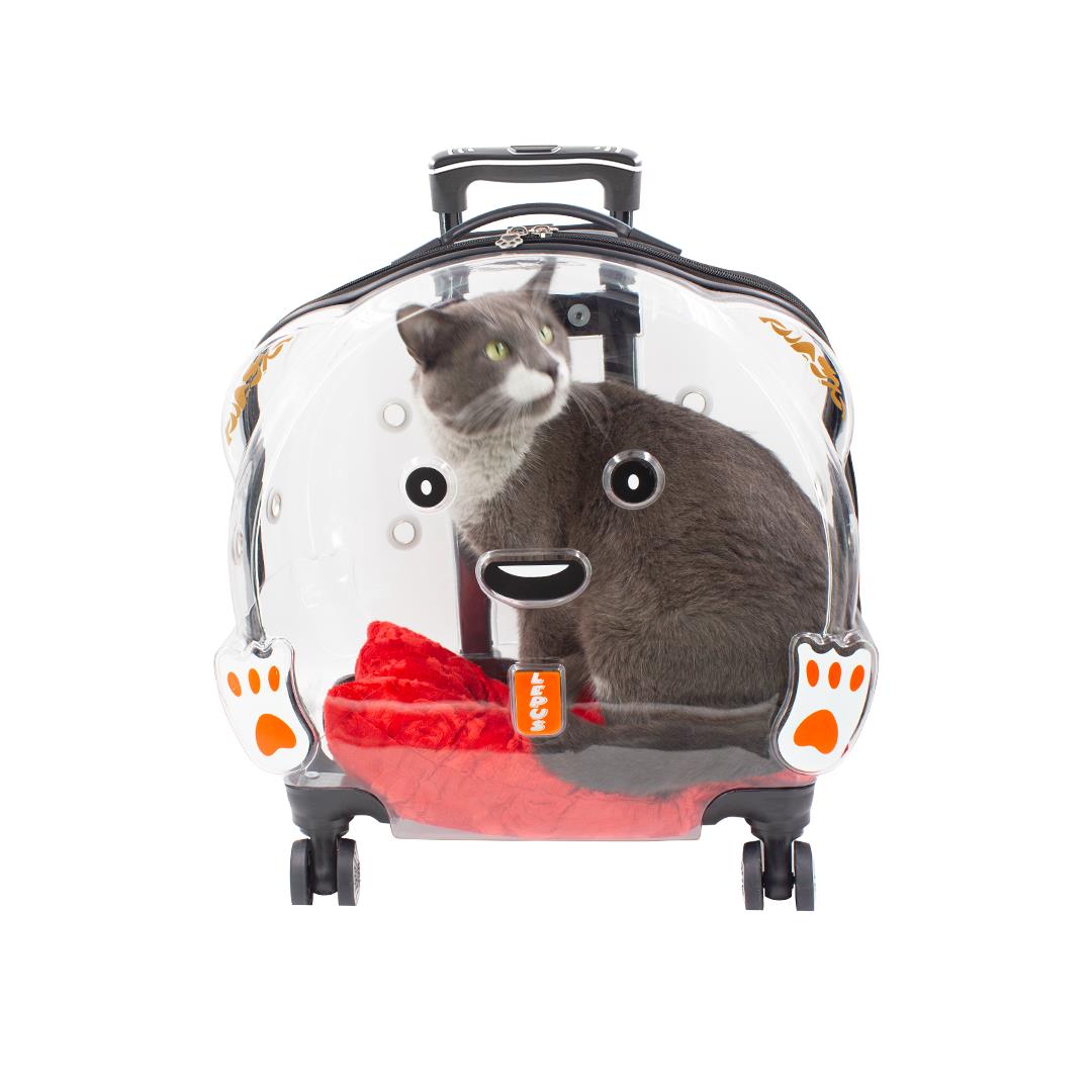 Lepus Wheel Bag Şeffaf Kedi Köpek Tekerlekli Taşıma Çantası 42x44x23 cm