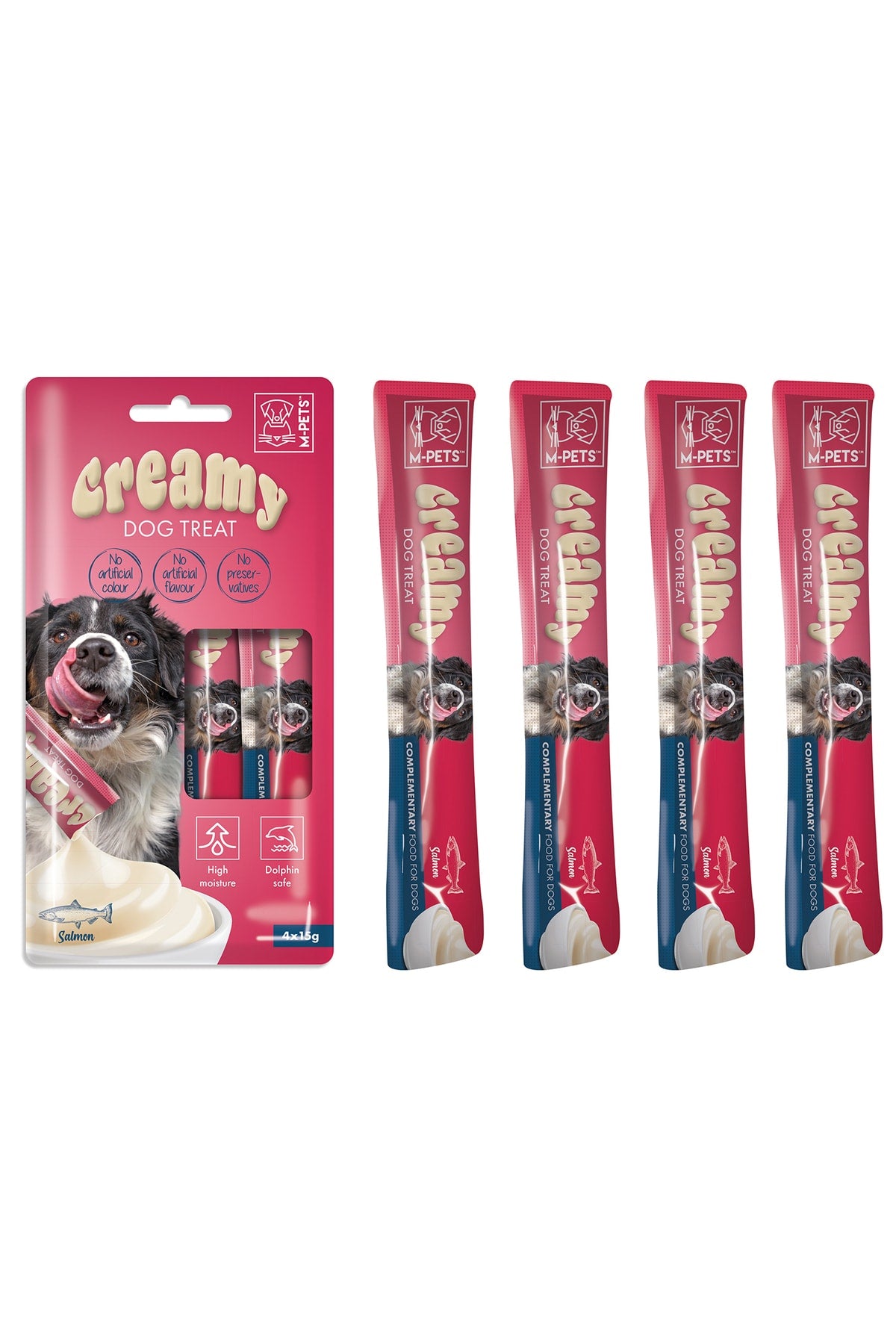 M-Pets Creamy Somonlu Yetişkin Köpek Sıvı Ödül Maması 4X15 gr