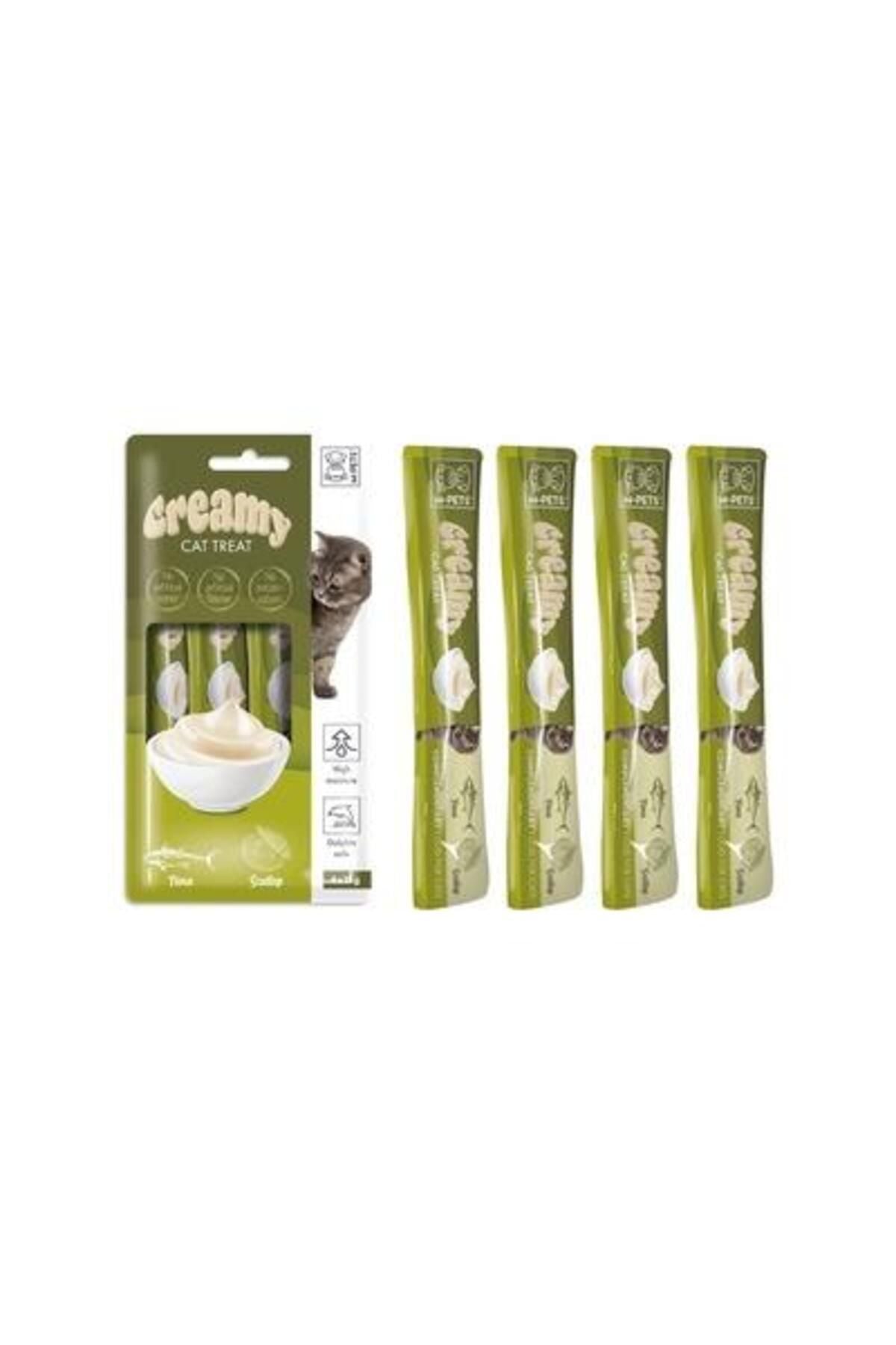 M-Pets Creamy Ton Balıklı ve Deniz Taraklı Yetişkin Kedi Sıvı Ödül Maması 4X15 gr