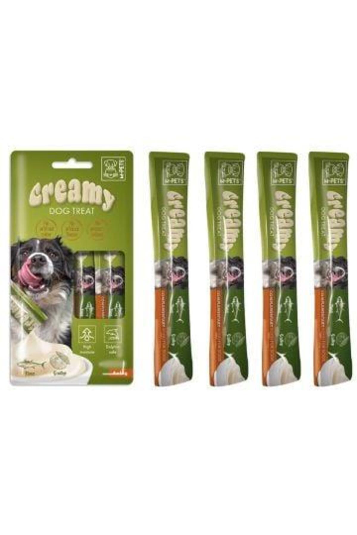 M-Pets Creamy Ton Balıklı ve Deniz Taraklı Yetişkin Köpek Sıvı Ödül Maması 4X15 gr