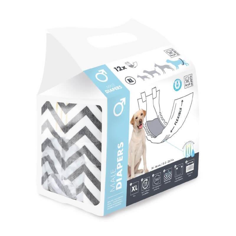 M-Pets Diapers Erkek Köpekler İçin Külot Bez XL 54-66 cm 12'li