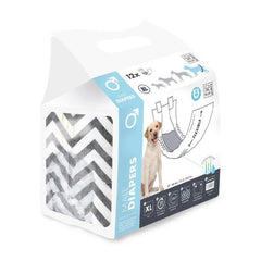 M-Pets Diapers Erkek Köpekler İçin Külot Bez XL 54-66 cm 12'li