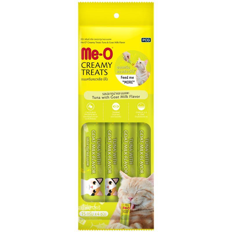 Me-O Creamy Treats Ton Balıklı ve Keçi Sütlü Yetişkin Kedi Kremalı Ödül Maması 4X15 gr