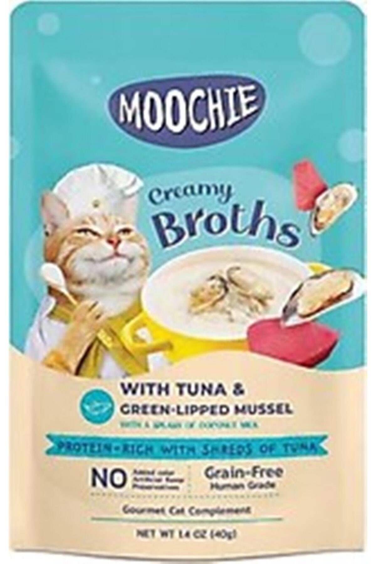 Moochie Yeşil Dudaklı Midye ve Ton Balıklı Yetişkin Kedi Sıvı Ödül Çorbası 40 gr