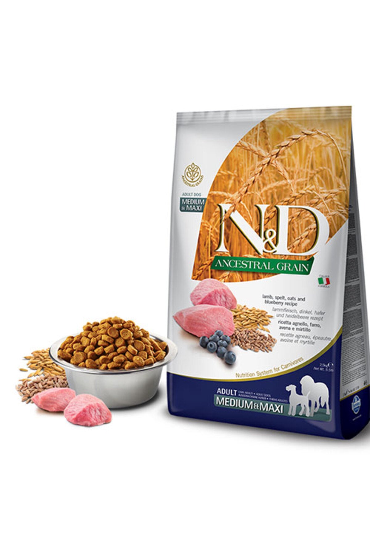N&D A.Grain Düşük Tahıllı Kuzulu ve Yaban Mersinli Orta ve Büyük Irk Yetişkin Köpek Kuru Maması 12 kg
