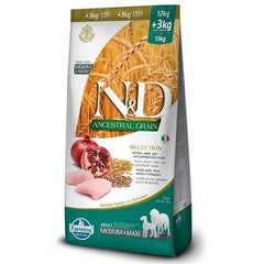 N&D Düşük Tahıllı Tavuklu ve Narlı Orta ve Büyük Irk Yetişkin Köpek Kuru Maması 15 kg