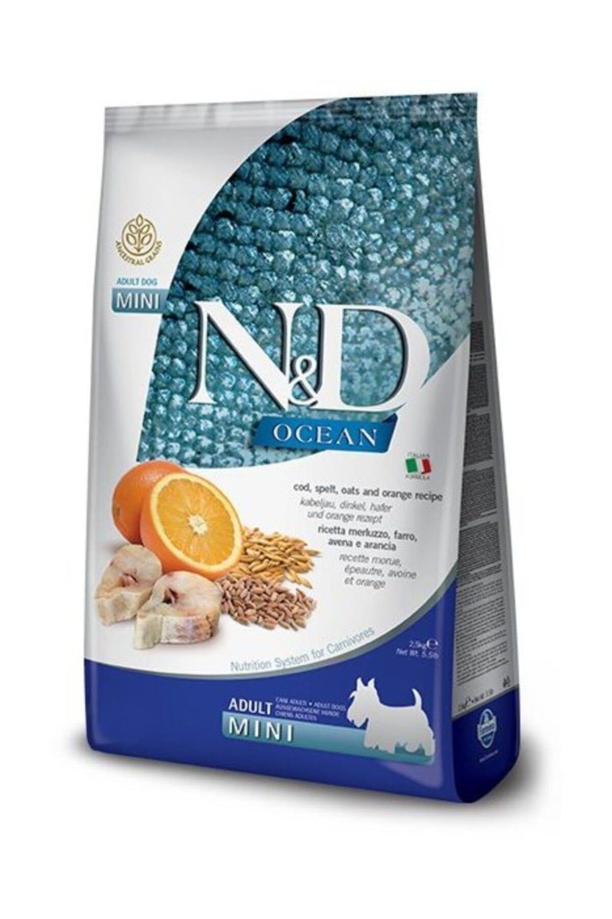 N&D Ocean Düşük Tahıllı Morina Balığı ve Portakallı Mini Irk Yetişkin Köpek Kuru Maması 2,5 kg