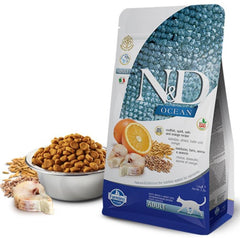 N&D Ocean Düşük Tahıllı Morina Balığı ve Portakallı Yetişkin Kedi Kuru Maması 1,5 kg