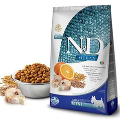 N&D Ocean Tahılsız Morina Balığı & Balkabaklı ve Portakallı Mini Irk Yetişkin Köpek Kuru Maması 2,5 kg