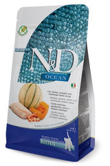 N&D Ocean Tahılsız Morina Balığı & Karidesli & Balkabaklı ve Kavunlu Yavru Kedi Kuru Maması 1,5 kg