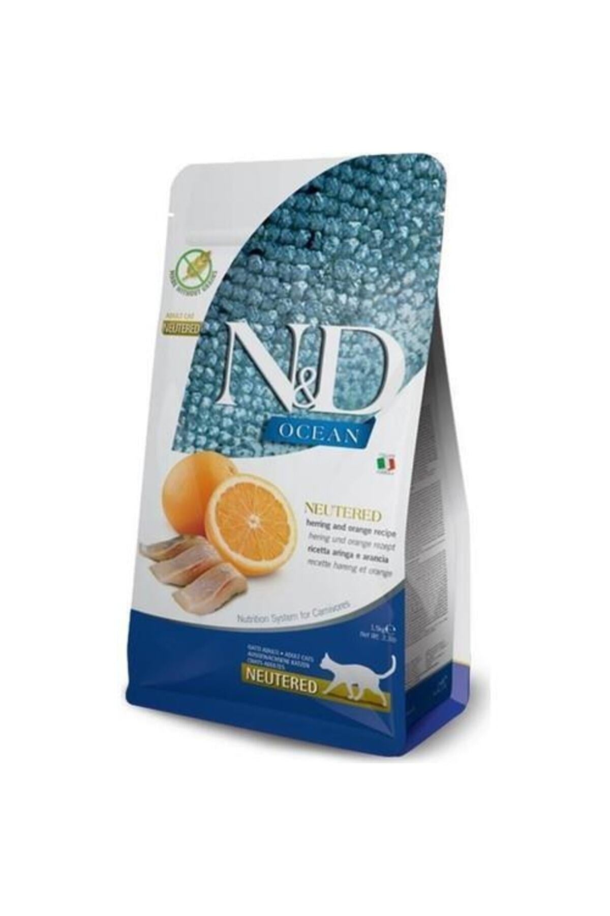 N&D Ocean Tahılsız Ringa Balığı ve Portakallı Kısırlaştırılmış Yetişkin Kedi Kuru Maması 1,5 kg