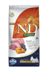 N&D Pumpkın Tahılsız Kuzulu ve Yaban Mersinli Mini Irk Yetişkin Köpek Kuru Maması 7 kg