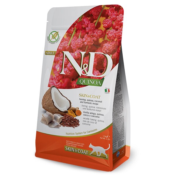 N&D Quinoa Tahılsız Skin & Coat Ringa Balıklı Yetişkin Kedi Kuru Maması 1,5 kg