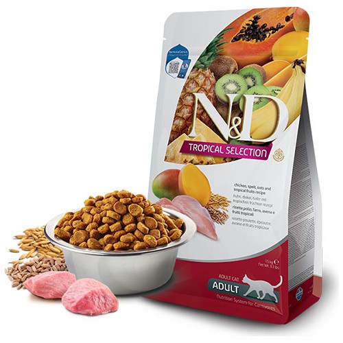 N&D Tropical Selection Tavuklu ve Tropikal Meyveli Yetişkin Kedi Kuru Maması 1,5 kg