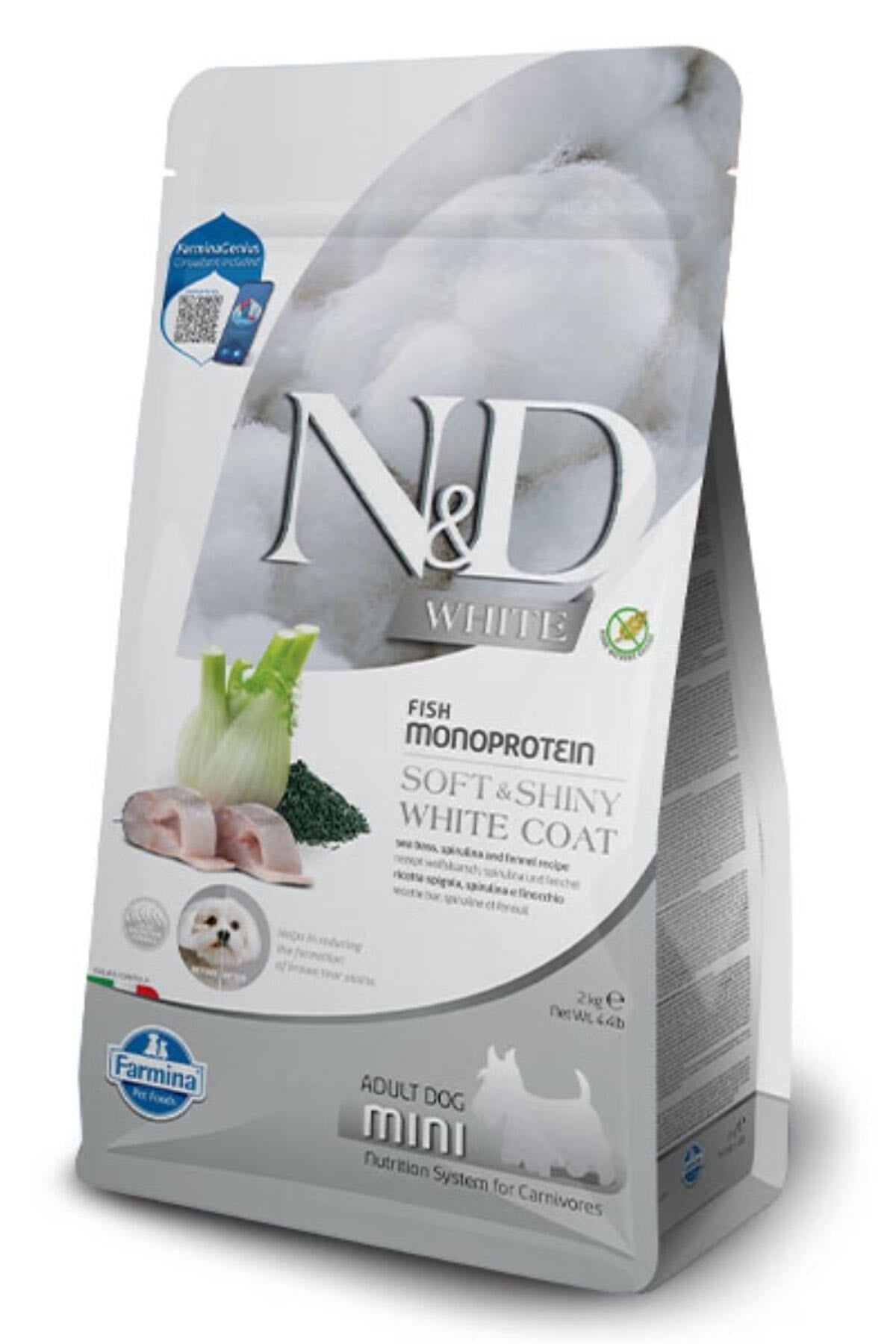 N&D White Spirulina Tahılsız Beyaz Tüylü Mini Irk Yetişkin Köpek Kuru Maması 2 kg