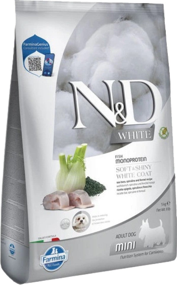N&D White Spirulina Tahılsız Beyaz Tüylü Mini Irk Yetişkin Köpek Kuru Maması 5 kg
