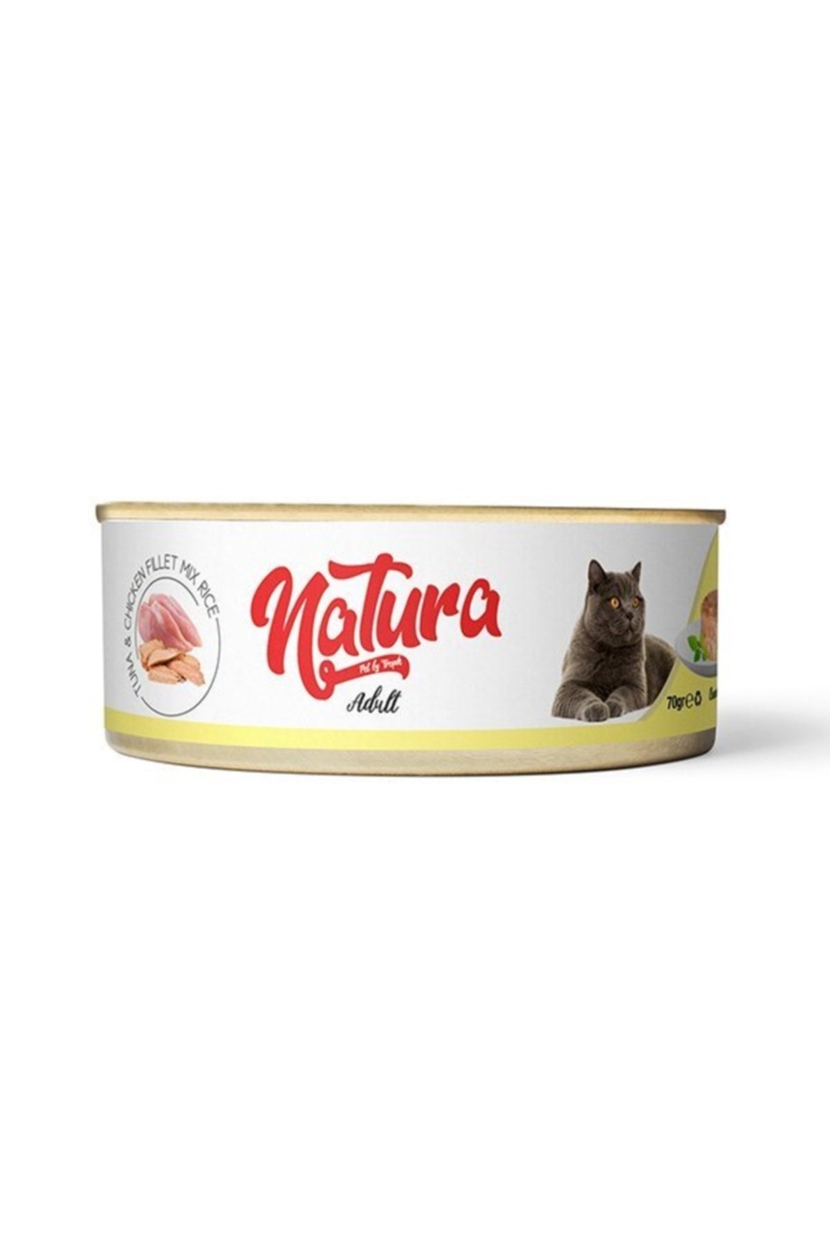 Natura Jöle İçerisinde Tavuklu ve Ton Balıklı Yetişkin Kedi Konserve Yaş Maması 70 gr