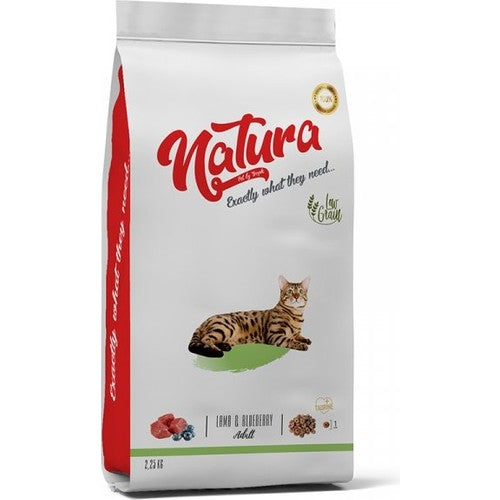 Natura Düşük Tahıllı Kuzulu ve Yaban Mersinli Yetişkin Kedi Kuru Maması 2,25 kg