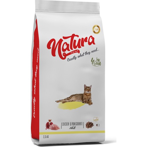 Natura Düşük Tahıllı Tavuklu ve Narlı Yetişkin Kedi Kuru Maması 2 kg