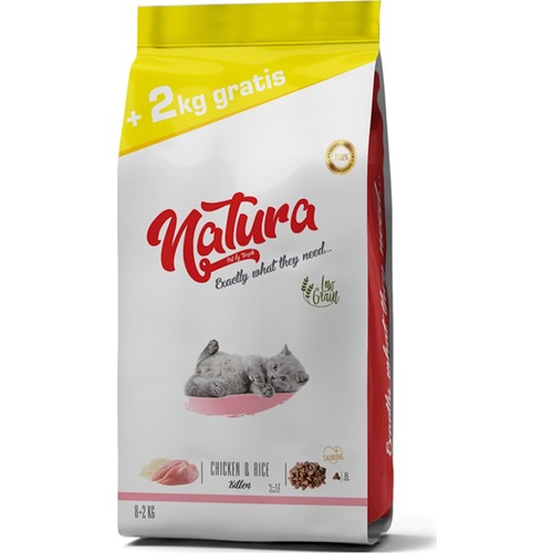 Natura Düşük Tahıllı Tavuklu ve Yaban Mersinli Yavru Kedi Kuru Maması 8+2 kg