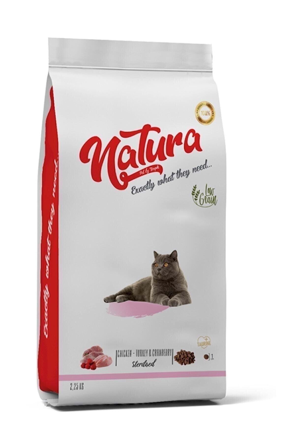 Natura Düşük Tahıllı Tavuklu Hindili ve Yaban Mersinli Kısırlaştırılmış Yetişkin Kedi Kuru Maması 2 kg