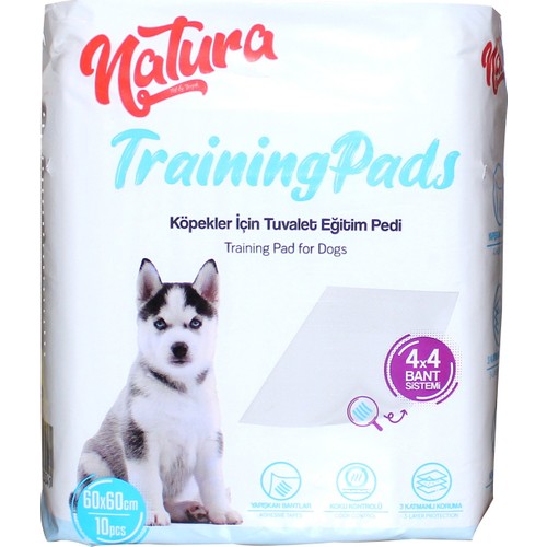 Natura Kaydırmaz Bantlı Köpek Tuvalet Eğitim Pedi 10'lu 60X60 cm