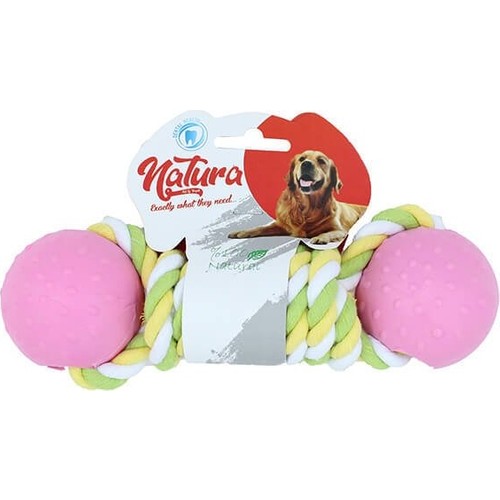 Natura İkili Plastik Top Halat Köpek Oyuncak 31 cm