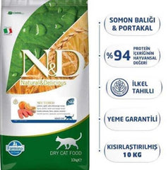 N&D Ocean Düşük Tahıllı Somonlu ve Portakallı Kısırlaştırılmış Yetişkin Kedi Kuru Maması 10 kg