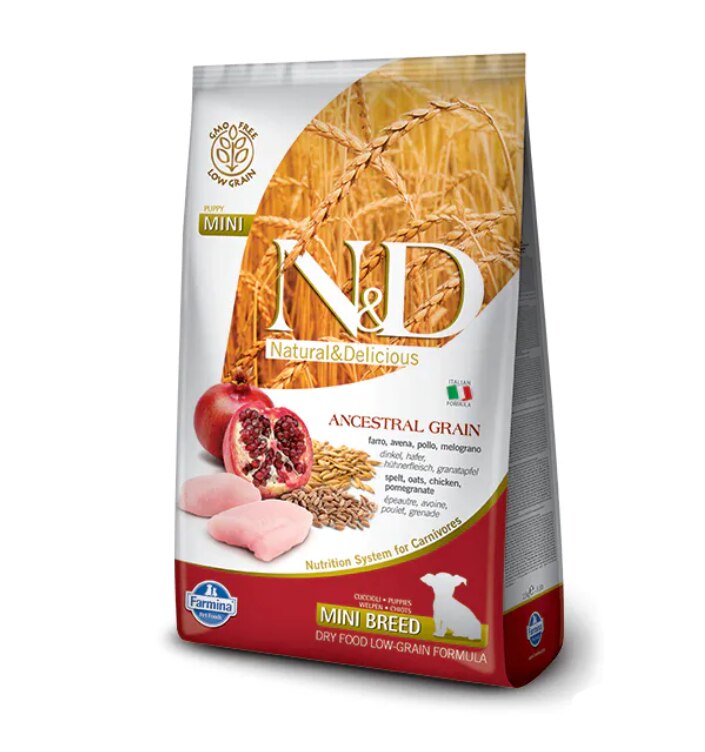 N&D A.Grain Düşük Tahıllı Tavuklu ve Narlı Mini Irk Yavru Köpek Kuru Maması 7 kg