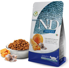 N&D Ocean Tahılsız Ringa Balığı & Balkabaklı ve Portakallı Yetişkin Kedi Kuru Maması 5 kg