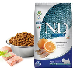 N&D Ocean Tahılsız Ringa Balığı ve Portakallı Mini Irk Yetişkin Köpek Kuru Maması 2,5 kg