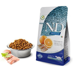 N&D Ocean Tahılsız Ringa Balığı ve Portakallı Yetişkin Kedi Kuru Maması 1,5 kg