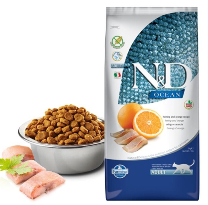 N&D Ocean Tahılsız Ringa Balığı ve Portakallı Yetişkin Kedi Kuru Maması 5 kg