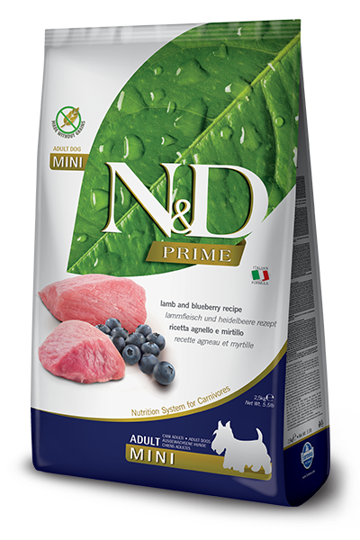 N&D Prime Tahılsız Kuzulu ve Yaban Mersinli Mini Irk Yetişkin Köpek Kuru Maması 2,5 kg