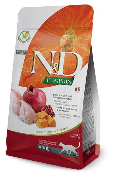 N&D Pumpkin Tahılsız Bıldırcınlı ve Narlı Yetişkin Kedi Kuru Maması 1,5 kg