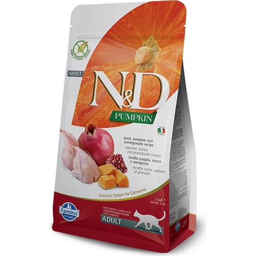 N&D Pumpkin Tahılsız Bıldırcınlı ve Narlı Yetişkin Kedi Kuru Maması 5 kg