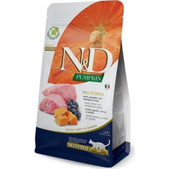 N&D Pumpkin Tahılsız Kuzulu & Balkabaklı ve Yaban Mersinli Kısırlaştırılmış Yetişkin Kedi Kuru Maması 1.5 kg