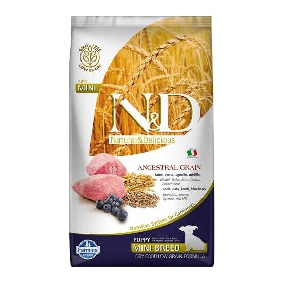 N&D A.Grain Düşük Tahıllı Kuzulu ve Yaban Mersinli Mini Irk Yavru Köpek Kuru Maması 7 kg