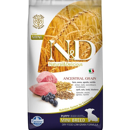 N&D A.Grain Düşük Tahıllı Kuzulu ve Yaban Mersinli Mini Irk Yavru Köpek Kuru Maması 2,5 kg