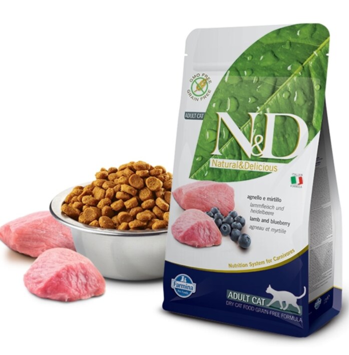 N&D Prime Tahılsız Kuzulu ve Yaban Mersinli Yetişkin Kedi Kuru Maması 1.5 kg