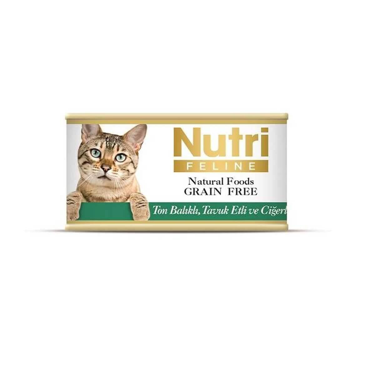 Nutri Feline Tavuklu& Ciğerli ve Ton Balıklı Yetişkin Kedi Yaş Maması 85 gr