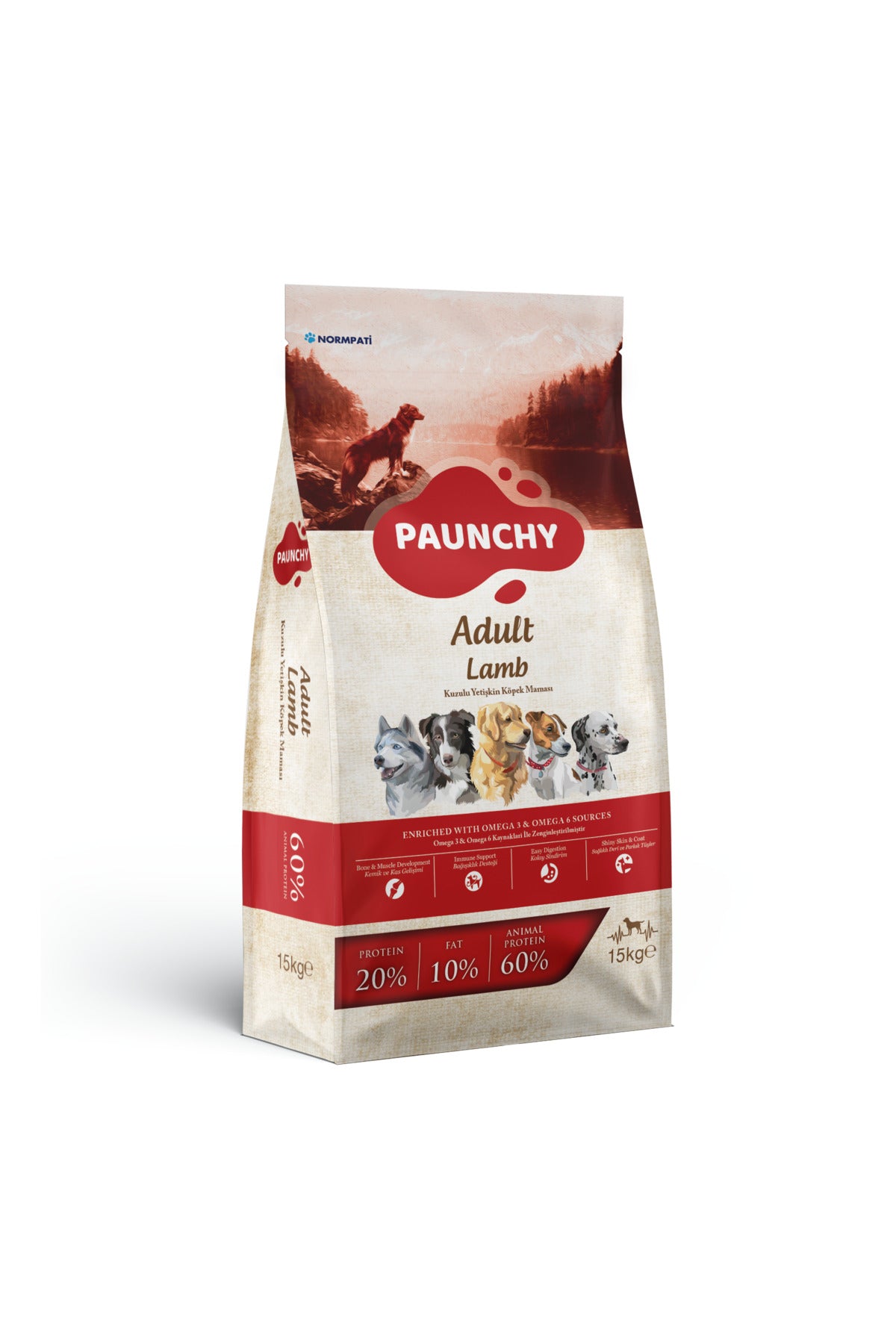 Paunchy Kuzulu Yetişkin Köpek Kuru Maması 15 kg