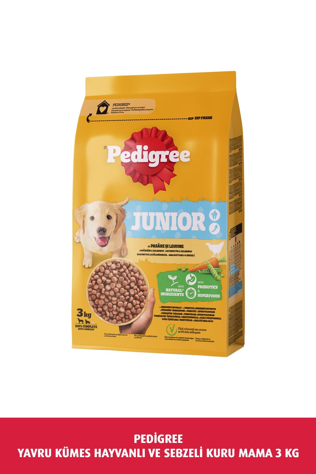 Pedigree Kümes Hayvanlı ve Sebzeli Yavru Köpek Kuru Maması 3 kg (Yeni)