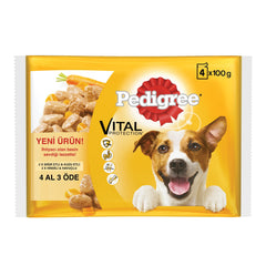 Pedigree Multipack Biftekli ve Kuzulu & Hindili ve Havuçlu Yetişkin Köpek Yaş Maması 4 X100 gr