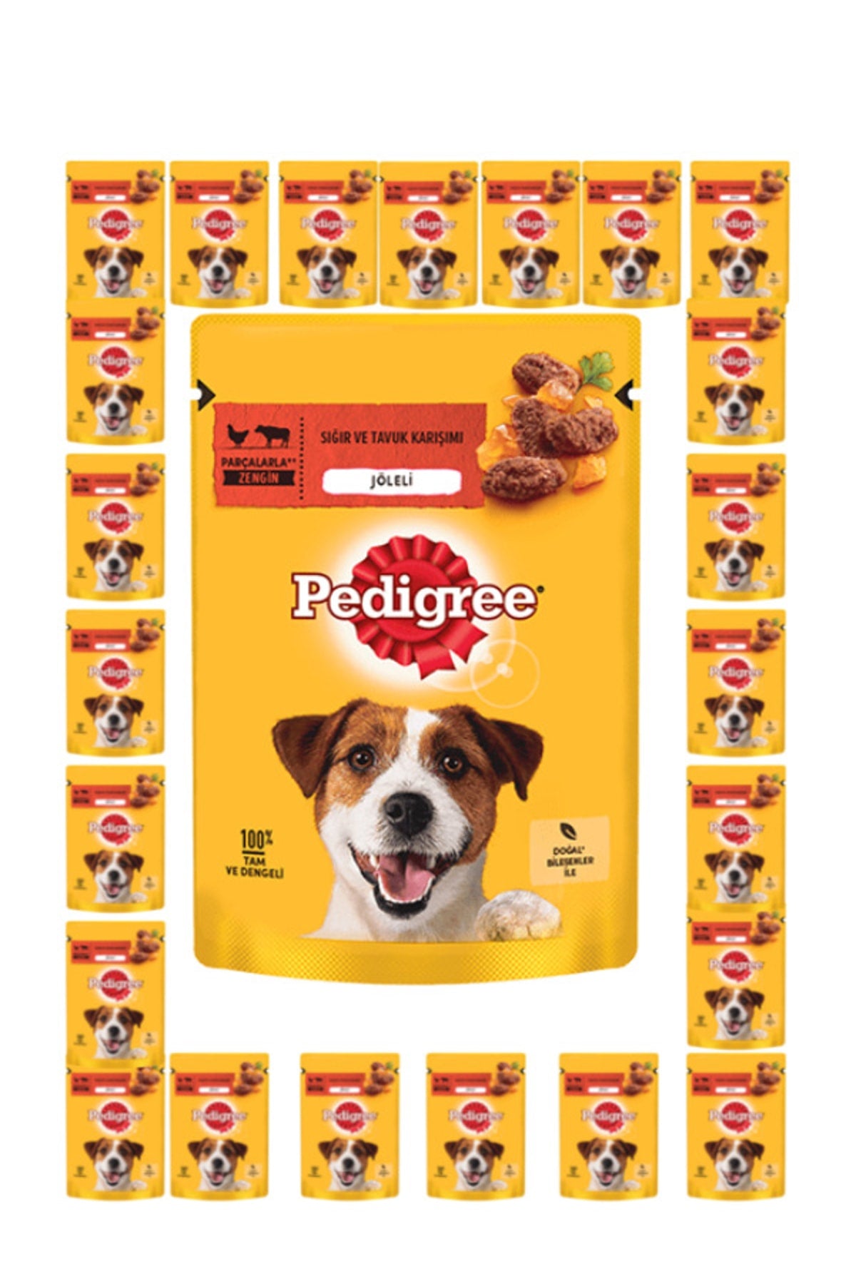 Pedigree Sığırlı ve Tavuklu Yetişkin Köpek Yaş Maması 24 X 100 gr