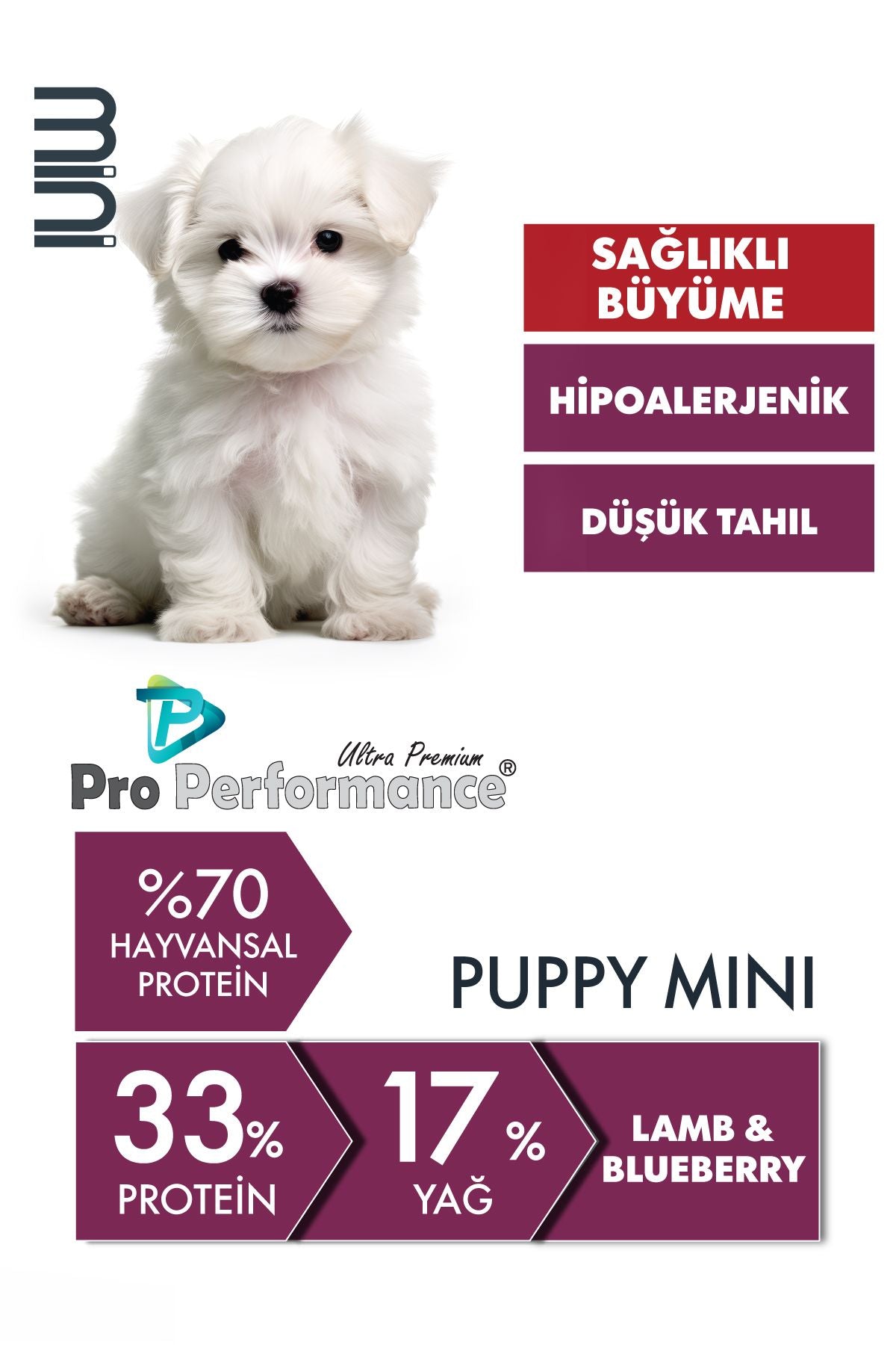 Pro Performance Kuzulu ve Yaban Mersinli Mini Irk Yavru Köpek Kuru Maması 7 kg