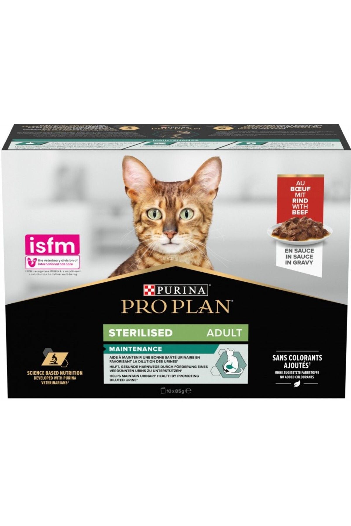 Pro Plan Sığırlı Kısırlaştırılmış Yetişkin Kedi Pouch Yaş Maması 10X85 gr