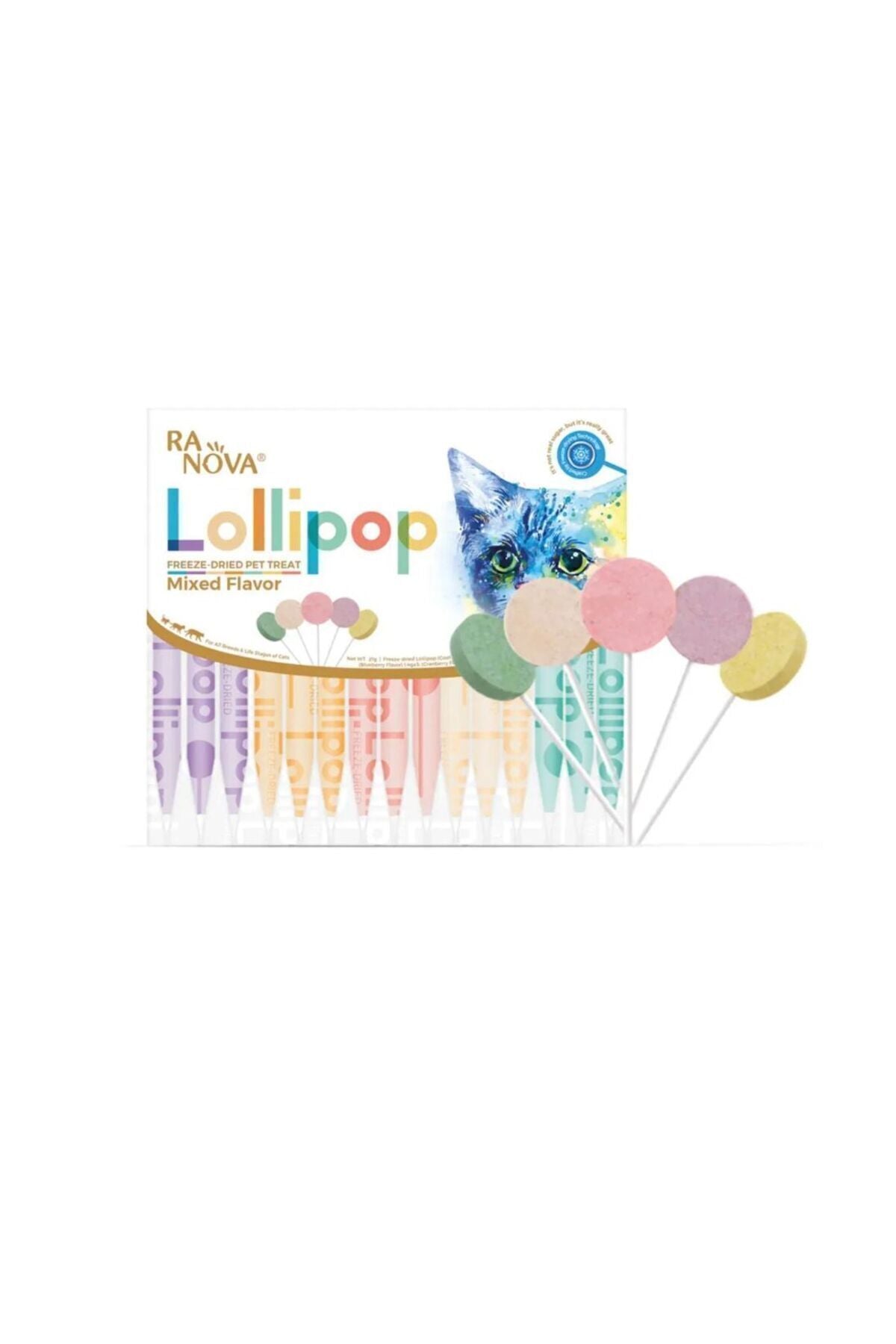 Ranova Lollipop Kediler İçin Karışık Lezzetli Kurutulmuş Ödül Maması 1,4 gr 15 Adet